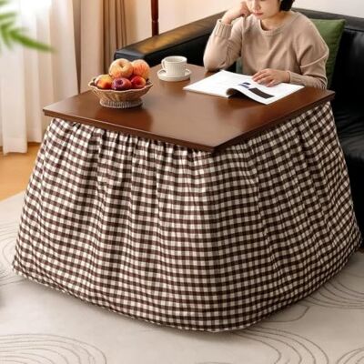 Whsmke Klappbarer Tisch Mit Abnehmbarer Steppdecke, Winter-Esstisch Multifunktionaler Niedriger Couchtisch Für Schlafzimmer Und Wohnzimmer(Brown A,80*80*70cm) Whsmke Klappbarer Tisch Mit Abnehmbarer Steppdecke, Winter-Esstisch Multifunktionaler Niedriger Couchtisch Für Schlafzimmer Und Wohnzimmer(Brown A,80*80*70cm)