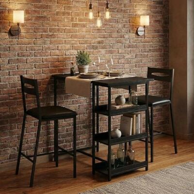 Garvee Bar Tisch Und Stühle Set, 3 Stück Bar Tisch Set Mit Mit Flip Top Erweiterung Und Aufbewahrung Regale, Esstisch Set Für 2, Geeignet Für Kleine Raum Küche Wohnung,Schwarz Garvee Bar Tisch Und Stühle Set, 3 Stück Bar Tisch Set Mit Mit Flip Top Erweiterung Und Aufbewahrung Regale, Esstisch Set Für 2, Geeignet Für Kleine Raum Küche Wohnung,Schwarz