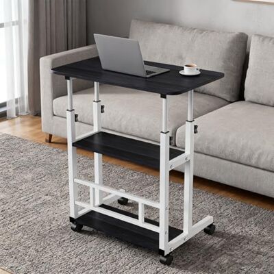 LANTUS Computertisch mit Bildschirmhalterung, höhenverstellbar, Sitz- und Stehtisch, für Büro, Telearbeit, 60 x 40 x 90 cm, Schwarz und Weiß LANTUS Computertisch mit Bildschirmhalterung, höhenverstellbar, Sitz- und Stehtisch, für Büro, Telearbeit, 60 x 40 x 90 cm, Schwarz und Weiß