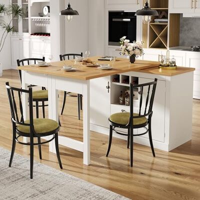 Merax Ausziehbarer Bartisch mit Stauraum, 360° Drehbarer Stehtisch Kücheninsel mit Verstellbare Tischplatte 120-180cm, Bar Table mit Schubladen, Türen, Weinregal, für Küche Wohnzimmer Esszimmer, Weiß Merax Ausziehbarer Bartisch mit Stauraum, 360° Drehbarer Stehtisch Kücheninsel mit Verstellbare Tischplatte 120-180cm, Bar Table mit Schubladen, Türen, Weinregal, für Küche Wohnzimmer Esszimmer, Weiß