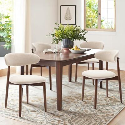 COLAMY Küchenstuhl Esszimmerstühle 4er Set, Moderne Polsterstuhl Essstühle mit Fester Rückenlehne, Stoff Esszimmerstühl mit Holzbein für Esszimmer, Küche, Restaurant, Beige COLAMY Küchenstuhl Esszimmerstühle 4er Set, Moderne Polsterstuhl Essstühle mit Fester Rückenlehne, Stoff Esszimmerstühl mit Holzbein für Esszimmer, Küche, Restaurant, Beige