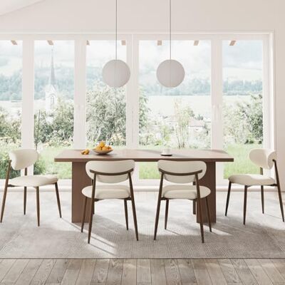 COLAMY Moderne Polsterstuhl Essstühle 4er Set, Küchenstuhl Esszimmerstühle mit Fester Rückenlehne, Stoff Esszimmerstühl mit Metallbeinen für Esszimmer, Küche, Restaurant, Beige COLAMY Moderne Polsterstuhl Essstühle 4er Set, Küchenstuhl Esszimmerstühle mit Fester Rückenlehne, Stoff Esszimmerstühl mit Metallbeinen für Esszimmer, Küche, Restaurant, Beige