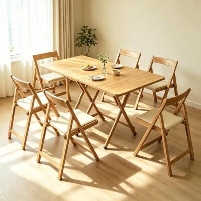 ZephPerton Platzsparende, Ausziehbare Essgruppe Für 6 Personen, Klappbarer Küchentisch Mit Schubladen Und Feststellbaren Rollen, Sicheres, Abgerundetes Design, Wackelfreies Tisch- Und Stuhlset Für Wohnung, ZephPerton Platzsparende, Ausziehbare Essgruppe Für 6 Personen, Klappbarer Küchentisch Mit Schubladen Und Feststellbaren Rollen, Sicheres, Abgerundetes Design, Wackelfreies Tisch- Und Stuhlset Für Wohnung,