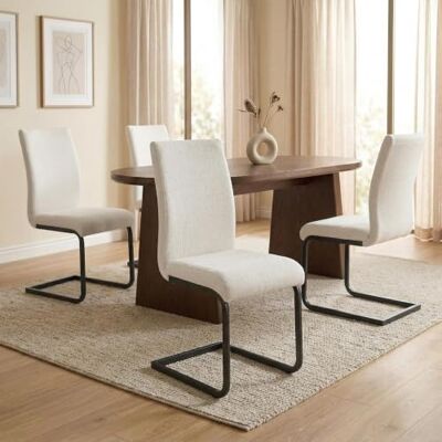 IDIMEX Schwingstühle Leticia im 4er Set, Cremeweiß/Schwarz Esszimmerstühle mit angenehmer Polsterung, pflegeleichtem Leinenstoff, ergonomisch geformter Rückenlehne, ideal für Esszimmer oder Küche IDIMEX Schwingstühle Leticia im 4er Set, Cremeweiß/Schwarz Esszimmerstühle mit angenehmer Polsterung, pflegeleichtem Leinenstoff, ergonomisch geformter Rückenlehne, ideal für Esszimmer oder Küche