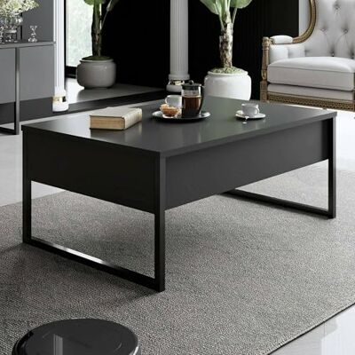 DMORA - Canis - 90x60h40 cm - Anthrazit und Schwarz - Couchtisch DMORA - Canis - 90x60h40 cm - Anthrazit und Schwarz - Couchtisch