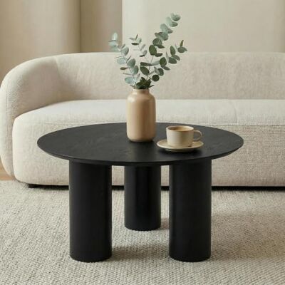 IDIMEX Couchtisch Ester 70 cm rund, Schwarz Moderner Wohnzimmertisch mit 3 Säulenfüßen, Beistelltisch aus MDF in Holzoptik, Stabiler Coffee Table, 40 cm Höhe IDIMEX Couchtisch Ester 70 cm rund, Schwarz Moderner Wohnzimmertisch mit 3 Säulenfüßen, Beistelltisch aus MDF in Holzoptik, Stabiler Coffee Table, 40 cm Höhe