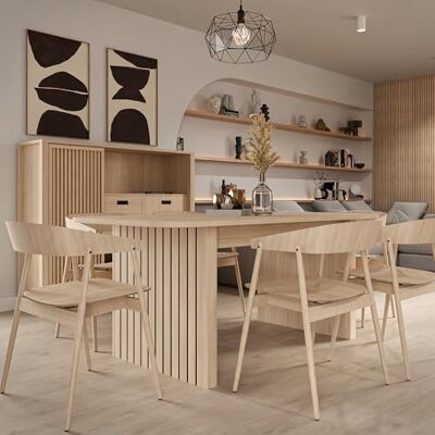 Forte JYTANA Esstisch 180, moderner Esszimmertisch, ausziehbar, Holzwerkstoff, Riva Eiche Holzdekor, 180 cm breit x 76,9 cm hoch x 90 cm tief Forte JYTANA Esstisch 180, moderner Esszimmertisch, ausziehbar, Holzwerkstoff, Riva Eiche Holzdekor, 180 cm breit x 76,9 cm hoch x 90 cm tief