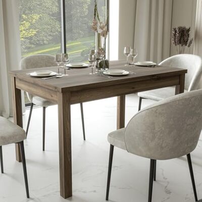 Forte LACETTI Esstisch 120, moderner, ausziehbarer Esstisch, Wohnzimmer, Esszimmer, Valencia Eiche Holzdekor, 120,4 cm (160,4) breit x 76,6 cm hoch x 80 cm tief Forte LACETTI Esstisch 120, moderner, ausziehbarer Esstisch, Wohnzimmer, Esszimmer, Valencia Eiche Holzdekor, 120,4 cm (160,4) breit x 76,6 cm hoch x 80 cm tief