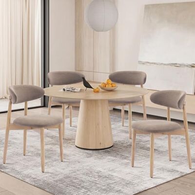 COLAMY Esszimmerstühle 4er Set, Stühle Esszimmer mit Rückenlehne, Moderne Küchenstühle Gepolstert, Stoff Dining Chairs mit Back, für Esszimmer, Küche, Restaurant, Holzbein in Naturholzfarbe, Kamel COLAMY Esszimmerstühle 4er Set, Stühle Esszimmer mit Rückenlehne, Moderne Küchenstühle Gepolstert, Stoff Dining Chairs mit Back, für Esszimmer, Küche, Restaurant, Holzbein in Naturholzfarbe, Kamel