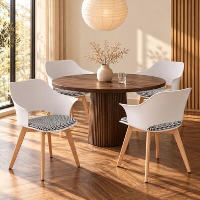 ALBATROS Esszimmerstühle 4er Set Aalborg, Weiss Beine aus Buche Massiv-Holz, Skandinavisches Retro-Design, bequemer Schalenstuhl Eleganter Küchenstuhl, Stuhl Esszimmer für Esstisch ALBATROS Esszimmerstühle 4er Set Aalborg, Weiss Beine aus Buche Massiv-Holz, Skandinavisches Retro-Design, bequemer Schalenstuhl Eleganter Küchenstuhl, Stuhl Esszimmer für Esstisch