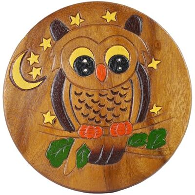 ART Vielseitiger Kinderhocker Holzhocker rund aus Massivholz Tiermotiv Eule blau mit vielen Einsatz Möglichkeiten ART Vielseitiger Kinderhocker Holzhocker rund aus Massivholz Tiermotiv Eule blau mit vielen Einsatz Möglichkeiten