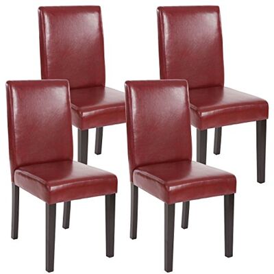 Mendler 4er-Set Stuhl Littau Kunstleder, rot-braun, dunkle Beine Küchenstuhl, Esszimmerstuhl Mendler 4er-Set Stuhl Littau Kunstleder, rot-braun, dunkle Beine Küchenstuhl, Esszimmerstuhl