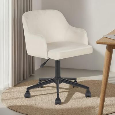 IDIMEX Home-Office Drehstuhl Oliver gepolstert, Beige – ergonomischer Schreibtischstuhl mit Veloursbezug, Metallgestell in Schwarz, höhenverstellbar, 5 Rollen aus Kunststoff, kompakte Maße für Büro IDIMEX Home-Office Drehstuhl Oliver gepolstert, Beige – ergonomischer Schreibtischstuhl mit Veloursbezug, Metallgestell in Schwarz, höhenverstellbar, 5 Rollen aus Kunststoff, kompakte Maße für Büro