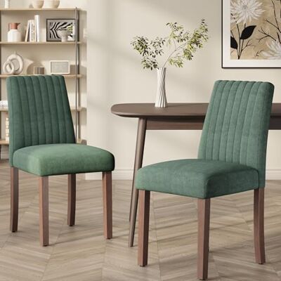COLAMY Esszimmerstühle 2er Set, Polsternder Stühle Esszimmer mit Rückenlehne, Küchenstühle Gepolstert, Stoff Dining Chairs Holzbeinen für Esszimmer, Küche, Restaurant, Grün COLAMY Esszimmerstühle 2er Set, Polsternder Stühle Esszimmer mit Rückenlehne, Küchenstühle Gepolstert, Stoff Dining Chairs Holzbeinen für Esszimmer, Küche, Restaurant, Grün