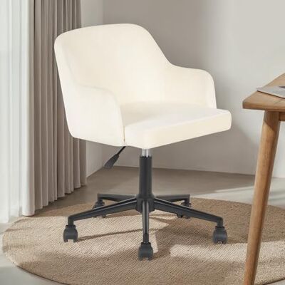 IDIMEX Home-Office Drehstuhl OLIVER gepolstert, Cremeweiß – ergonomischer Schreibtischstuhl mit Veloursbezug, Metallgestell in Schwarz, höhenverstellbar, 5 Rollen aus Kunststoff, kompakte Maße für Büro IDIMEX Home-Office Drehstuhl OLIVER gepolstert, Cremeweiß – ergonomischer Schreibtischstuhl mit Veloursbezug, Metallgestell in Schwarz, höhenverstellbar, 5 Rollen aus Kunststoff, kompakte Maße für Büro