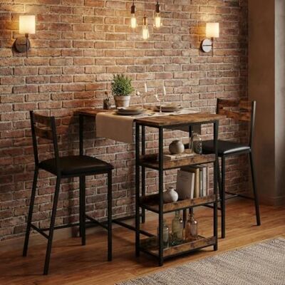 Garvee Bar Tisch Und Stühle Set, 3 Stück Bar Tisch Set Mit Mit Flip Top Erweiterung Und Aufbewahrung Regale, Esstisch Set Für 2, Geeignet Für Kleine Raum Küche Wohnung,Rustikal Braun Garvee Bar Tisch Und Stühle Set, 3 Stück Bar Tisch Set Mit Mit Flip Top Erweiterung Und Aufbewahrung Regale, Esstisch Set Für 2, Geeignet Für Kleine Raum Küche Wohnung,Rustikal Braun