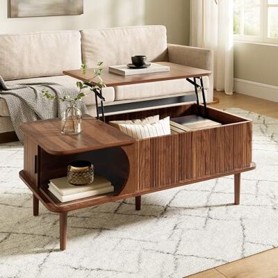 Merax Couchtisch Modern Retro mit Höhenverstellung, Wohnzimmertisch Walnuss-Optik,Vertikale Rillen Design, Multifunktionaler Beistelltisch für kleine Wohnungen,100 L x 48 B x 55,5 H(cm) Merax Couchtisch Modern Retro mit Höhenverstellung, Wohnzimmertisch Walnuss-Optik,Vertikale Rillen Design, Multifunktionaler Beistelltisch für kleine Wohnungen,100 L x 48 B x 55,5 H(cm)