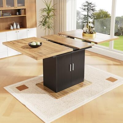 Merax Teleskoptisch Esstisch Esszimmertisch 110–140×70×76 cm, Ausziehbarer Küchentisch mit Ablagefläche, Multifunktional für Küche & Wohnzimmer, Natürliches+Schwarz Merax Teleskoptisch Esstisch Esszimmertisch 110–140×70×76 cm, Ausziehbarer Küchentisch mit Ablagefläche, Multifunktional für Küche & Wohnzimmer, Natürliches+Schwarz