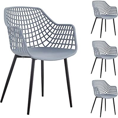 IDIMEX Gartenstühle Lucia im 4er Set, Hellgrau Schalenstuhl mit Armlehne aus Kunststoff, Retro Design für Indoor & Outdoor geeignet, pflegeleicht und UV-beständig, Esszimmerstühle für 4 Personen IDIMEX Gartenstühle Lucia im 4er Set, Hellgrau Schalenstuhl mit Armlehne aus Kunststoff, Retro Design für Indoor & Outdoor geeignet, pflegeleicht und UV-beständig, Esszimmerstühle für 4 Personen