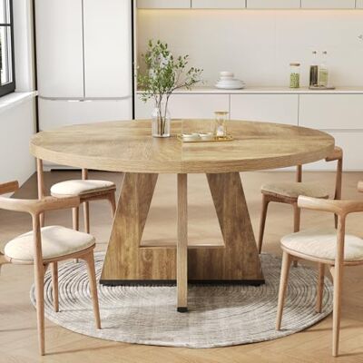 LITTLE TREE Runder Esstisch für 4 Personen, 120cm Esszimmertisch mit Holzsockel, Kreis Küchentische für Esszimmer, Küche, Wohnzimmer, Eiche LITTLE TREE Runder Esstisch für 4 Personen, 120cm Esszimmertisch mit Holzsockel, Kreis Küchentische für Esszimmer, Küche, Wohnzimmer, Eiche