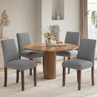 COLAMY Esszimmerstühle 4er Set, Polsternder Stühle Esszimmer mit Rückenlehne, Küchenstühle Gepolstert, Stoff Dining Chairs Holzbeinen für Esszimmer, Küche, Restaurant, Dunkelgrau COLAMY Esszimmerstühle 4er Set, Polsternder Stühle Esszimmer mit Rückenlehne, Küchenstühle Gepolstert, Stoff Dining Chairs Holzbeinen für Esszimmer, Küche, Restaurant, Dunkelgrau