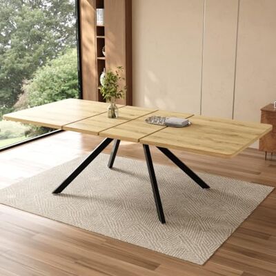 Merax Ausziehbarer Esstisch, 160/200/240 x 90 cm, MDF, 6–10 Personen,Eiche 3 Längen für flexible Essplätze, stabile Metallbeine, 100 kg Belastbarkeit, ideal als Küchentisch oder Esstisch Merax Ausziehbarer Esstisch, 160/200/240 x 90 cm, MDF, 6–10 Personen,Eiche 3 Längen für flexible Essplätze, stabile Metallbeine, 100 kg Belastbarkeit, ideal als Küchentisch oder Esstisch