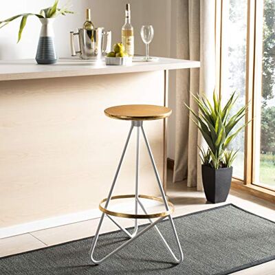 Safavieh Modern Bar & Counter Stool, in Gold and White Safavieh Modern Bar & Counter Stool, in Gold and White