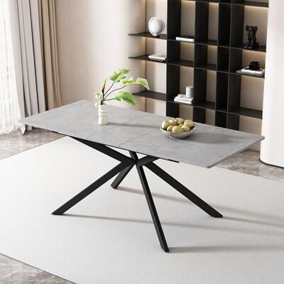 Merax Erweiterbarer Esstisch 150/180x70 cm, automatischer Ausziehtisch mit Kreuzbein-Design, MDF-Tischplatte in Marmoroptik Schwarz-Weiß, stabiler rechteckiger Tisch für 4–6 Personen, Schwarz und Grau Merax Erweiterbarer Esstisch 150/180x70 cm, automatischer Ausziehtisch mit Kreuzbein-Design, MDF-Tischplatte in Marmoroptik Schwarz-Weiß, stabiler rechteckiger Tisch für 4–6 Personen, Schwarz und Grau