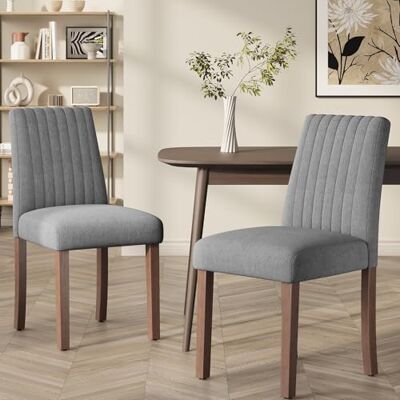 COLAMY Esszimmerstühle 2er Set, Polsternder Stühle Esszimmer mit Rückenlehne, Küchenstühle Gepolstert, Stoff Dining Chairs Holzbeinen für Esszimmer, Küche, Restaurant, Dunkelgrau COLAMY Esszimmerstühle 2er Set, Polsternder Stühle Esszimmer mit Rückenlehne, Küchenstühle Gepolstert, Stoff Dining Chairs Holzbeinen für Esszimmer, Küche, Restaurant, Dunkelgrau