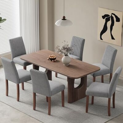 COLAMY Esszimmerstühle 6er Set, Polsternder Stühle Esszimmer mit Rückenlehne, Küchenstühle Gepolstert, Stoff Dining Chairs Holzbeinen für Esszimmer, Küche, Restaurant, Dunkelgrau COLAMY Esszimmerstühle 6er Set, Polsternder Stühle Esszimmer mit Rückenlehne, Küchenstühle Gepolstert, Stoff Dining Chairs Holzbeinen für Esszimmer, Küche, Restaurant, Dunkelgrau