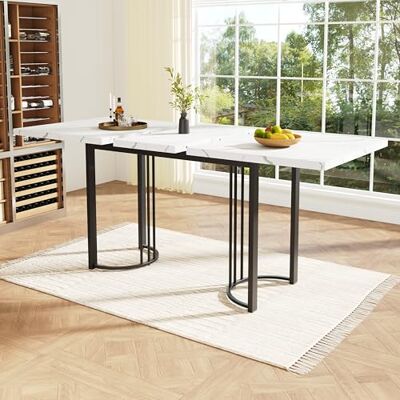 Merax Esstisch Ausziehbar 140-179,5cm, Moderner Küchentische Esszimmertisch, Rechteckiger Tischplatte für 6-8 Personen, Holztisch mit Stabiler Metallgestell, für Esszimmer Wohnzimmer, Marmor & Schwarz Merax Esstisch Ausziehbar 140-179,5cm, Moderner Küchentische Esszimmertisch, Rechteckiger Tischplatte für 6-8 Personen, Holztisch mit Stabiler Metallgestell, für Esszimmer Wohnzimmer, Marmor & Schwarz