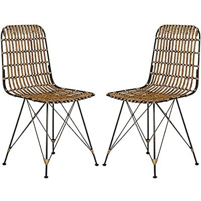 Safavieh Otto Dining Stuhl (2er-Set), Rattan, Natur / Schwarz,50 X 45 X 85.59 cm Safavieh Otto Dining Stuhl (2er-Set), Rattan, Natur / Schwarz,50 X 45 X 85.59 cm