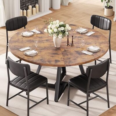 Jocoevol Esstisch Runder und 4 Esszimmerstühle Set, Essgruppe 5-Teilig, Küchentisch mit stabilem Metallgestell und 4 stühle, platzsparender Esszimmertisch aus Holz im Industrial Design (Vintage Braun, 107cm) Jocoevol Esstisch Runder und 4 Esszimmerstühle Set, Essgruppe 5-Teilig, Küchentisch mit stabilem Metallgestell und 4 stühle, platzsparender Esszimmertisch aus Holz im Industrial Design (Vintage Braun, 107cm)
