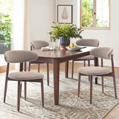 COLAMY Küchenstuhl Esszimmerstühle 4er Set, Moderne Polsterstuhl Essstühle mit Fester Rückenlehne, Stoff Esszimmerstühl mit Holzbein für Esszimmer, Küche, Restaurant, Kamel COLAMY Küchenstuhl Esszimmerstühle 4er Set, Moderne Polsterstuhl Essstühle mit Fester Rückenlehne, Stoff Esszimmerstühl mit Holzbein für Esszimmer, Küche, Restaurant, Kamel