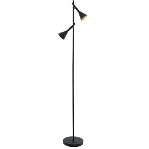 EGLO Stehlampe Cortaderas, 2 flammige Stehleuchte Vintage, Industrial, Standleuchte aus Stahl, Wohnzimmerlampe in Schwarz, Gold, Lampe mit Tritt-Schalter, GU10 Fassung EGLO Stehlampe Cortaderas, 2 flammige Stehleuchte Vintage, Industrial, Standleuchte aus Stahl, Wohnzimmerlampe in Schwarz, Gold, Lampe mit Tritt-Schalter, GU10 Fassung
