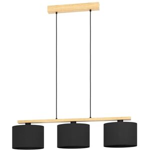 EGLO Pendelleuchte Esstisch Castralvo, 3-flammige Hängelampe für Wohnzimmer und Esszimmer, Esszimmerlampe aus Holz und Textil in schwarz, FSCM70HB, Lampe hängend mit E27 Fassung EGLO Pendelleuchte Esstisch Castralvo, 3-flammige Hängelampe für Wohnzimmer und Esszimmer, Esszimmerlampe aus Holz und Textil in schwarz, FSCM70HB, Lampe hängend mit E27 Fassung