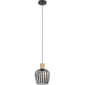 EGLO Hängelampe Empoli, 1-flammige Pendelleuchte über Esstisch, Esszimmerlampe Retro aus Metall in Schwarz und Messing, Hängeleuchte mit E27 Fassung EGLO Hängelampe Empoli, 1-flammige Pendelleuchte über Esstisch, Esszimmerlampe Retro aus Metall in Schwarz und Messing, Hängeleuchte mit E27 Fassung