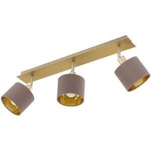 EGLO Deckenlampe Valbiano, 3 flammige Deckenleuchte, Deckenstrahler aus Metall und Textil, Flurlampe in Messing-Gebürstet, Nickel-Matt, Cappuccino, Gold, Spots E14 EGLO Deckenlampe Valbiano, 3 flammige Deckenleuchte, Deckenstrahler aus Metall und Textil, Flurlampe in Messing-Gebürstet, Nickel-Matt, Cappuccino, Gold, Spots E14