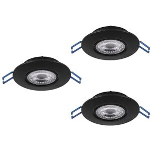 EGLO LED 3er-Set Einbauleuchten Zujar, Einbaustrahler, Deckenstrahler aus Kunststoff in Schwarz, Wand Einbauspots, Deckenspots warmweiß, Ø 8,5 EGLO LED 3er-Set Einbauleuchten Zujar, Einbaustrahler, Deckenstrahler aus Kunststoff in Schwarz, Wand Einbauspots, Deckenspots warmweiß, Ø 8,5