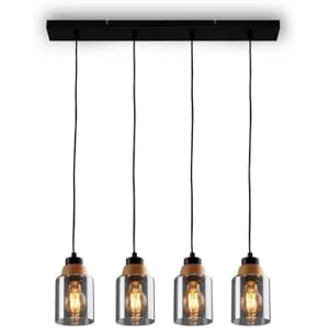 BRILONER – 4-flammige Pendelleuchte, Rauchglas, Deckenlampe, Deckenleuchte, Lampe, Wohnzimmerlampe, Lampenschirm aus Rauchglas, Hängelampe, Kronleuchter, Schlafzimmerlampe, Schwarz-Holz BRILONER – 4-flammige Pendelleuchte, Rauchglas, Deckenlampe, Deckenleuchte, Lampe, Wohnzimmerlampe, Lampenschirm aus Rauchglas, Hängelampe, Kronleuchter, Schlafzimmerlampe, Schwarz-Holz