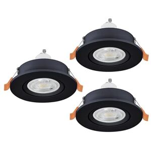 EGLO 3er Set LED Einbaustrahler Barranco, Deckenspots Wohnzimmer, Deckenstrahler schwenkbar aus Kunststoff in Schwarz, warmweiß, inkl. GU10 Leuchtmittel EGLO 3er Set LED Einbaustrahler Barranco, Deckenspots Wohnzimmer, Deckenstrahler schwenkbar aus Kunststoff in Schwarz, warmweiß, inkl. GU10 Leuchtmittel