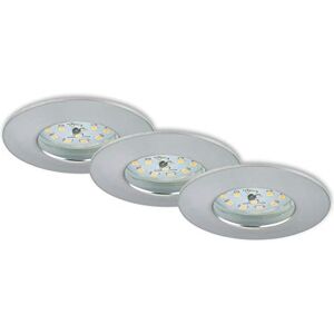 BRILONER Leuchten LED Einbauleuchten, 3er Set, Deckenlampen dimmbar, je 6,5 Watt, je 570 Lumen, 3.000 Kelvin, IP44, Aluminiumfarbig, 75x28mm (DxH), 7295-039 BRILONER Leuchten LED Einbauleuchten, 3er Set, Deckenlampen dimmbar, je 6,5 Watt, je 570 Lumen, 3.000 Kelvin, IP44, Aluminiumfarbig, 75x28mm (DxH), 7295-039