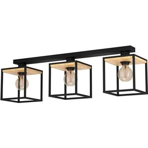 EGLO Deckenleuchte Libertad, 3-flammige Deckenlampe, Wohnzimmerlampe Decke aus Metall in Schwarz und Holz in Natur, Deckenbeleuchtung mit E27 Fassung EGLO Deckenleuchte Libertad, 3-flammige Deckenlampe, Wohnzimmerlampe Decke aus Metall in Schwarz und Holz in Natur, Deckenbeleuchtung mit E27 Fassung