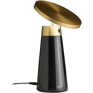 AlexandreHouse Lámpara de sobremesa con cuerpo de mármol porcelánico similar nero marquina y disco direccional de acero pulido dorado. Dispone de dimmer regulable en intensidad y color AlexandreHouse Lámpara de sobremesa con cuerpo de mármol porcelánico similar nero marquina y disco direccional de acero pulido dorado. Dispone de dimmer regulable en intensidad y color