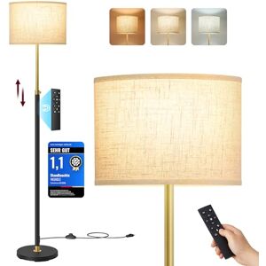 VASAGLE Stehleuchte, Standleuchte, Stehlampe, höhenverstellbar, 140-170 cm hoch, modern, mit Fußtaster, Lampenschirm aus Stoff, E27 Fassung, Fernbedienung, Memory-Funktion, gold-schwarz LFL005BD02 VASAGLE Stehleuchte, Standleuchte, Stehlampe, höhenverstellbar, 140-170 cm hoch, modern, mit Fußtaster, Lampenschirm aus Stoff, E27 Fassung, Fernbedienung, Memory-Funktion, gold-schwarz LFL005BD02