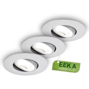 BRILONER 3er Set LED Einbaustrahler 230V mit EEK A Lichtquelle, schwenkbar, je 2W, je 385lm, neutralweißes Licht, LED Spot, flach, Deckenspots, Einbauleuchten, 68mm Lochmass, 90x24mm, Chrom-Matt BRILONER 3er Set LED Einbaustrahler 230V mit EEK A Lichtquelle, schwenkbar, je 2W, je 385lm, neutralweißes Licht, LED Spot, flach, Deckenspots, Einbauleuchten, 68mm Lochmass, 90x24mm, Chrom-Matt