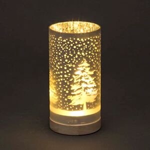 SHATCHI 20 cm Weihnachtsvase Tischlampe geätzte Glasröhre Wald Schneefall Szene Silber Zylinder LED Lichterkette Batteriebetrieben SHATCHI 20 cm Weihnachtsvase Tischlampe geätzte Glasröhre Wald Schneefall Szene Silber Zylinder LED Lichterkette Batteriebetrieben