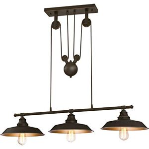 Westinghouse Lighting Dreiflammige Seilzug-Pendelleuchte für Kücheninsel, Ausführung geölte Bronze mit Akzenten, Glas, 1 W, 102 x 102 x 105 cm, 6332540, Pendelleuchte mit 3 Lampen Westinghouse Lighting Dreiflammige Seilzug-Pendelleuchte für Kücheninsel, Ausführung geölte Bronze mit Akzenten, Glas, 1 W, 102 x 102 x 105 cm, 6332540, Pendelleuchte mit 3 Lampen