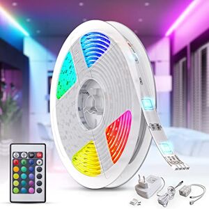 B.K.Licht LED Strip 5m mit Fernbedienung, buntes RGB Licht, dimmbar, Farbwechsel, LED Streifen, Leiste, Zimmer deko, Gaming Deko, Band, Lichtleiste, Lichtschlauch, 500 x 1 x 3 cm, Weiß B.K.Licht LED Strip 5m mit Fernbedienung, buntes RGB Licht, dimmbar, Farbwechsel, LED Streifen, Leiste, Zimmer deko, Gaming Deko, Band, Lichtleiste, Lichtschlauch, 500 x 1 x 3 cm, Weiß