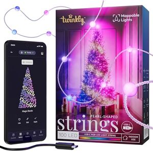 Twinkly Strings USB-C Pearls 100 LED, LED-Lichterkette in Perlenform, RGB LED-Lichter Mehrfarbig, Lichter zum Valentinstag, Kompatibel mit Alexa und Google Home, USB-C, Transparentes Kabel, 6m Twinkly Strings USB-C Pearls 100 LED, LED-Lichterkette in Perlenform, RGB LED-Lichter Mehrfarbig, Lichter zum Valentinstag, Kompatibel mit Alexa und Google Home, USB-C, Transparentes Kabel, 6m